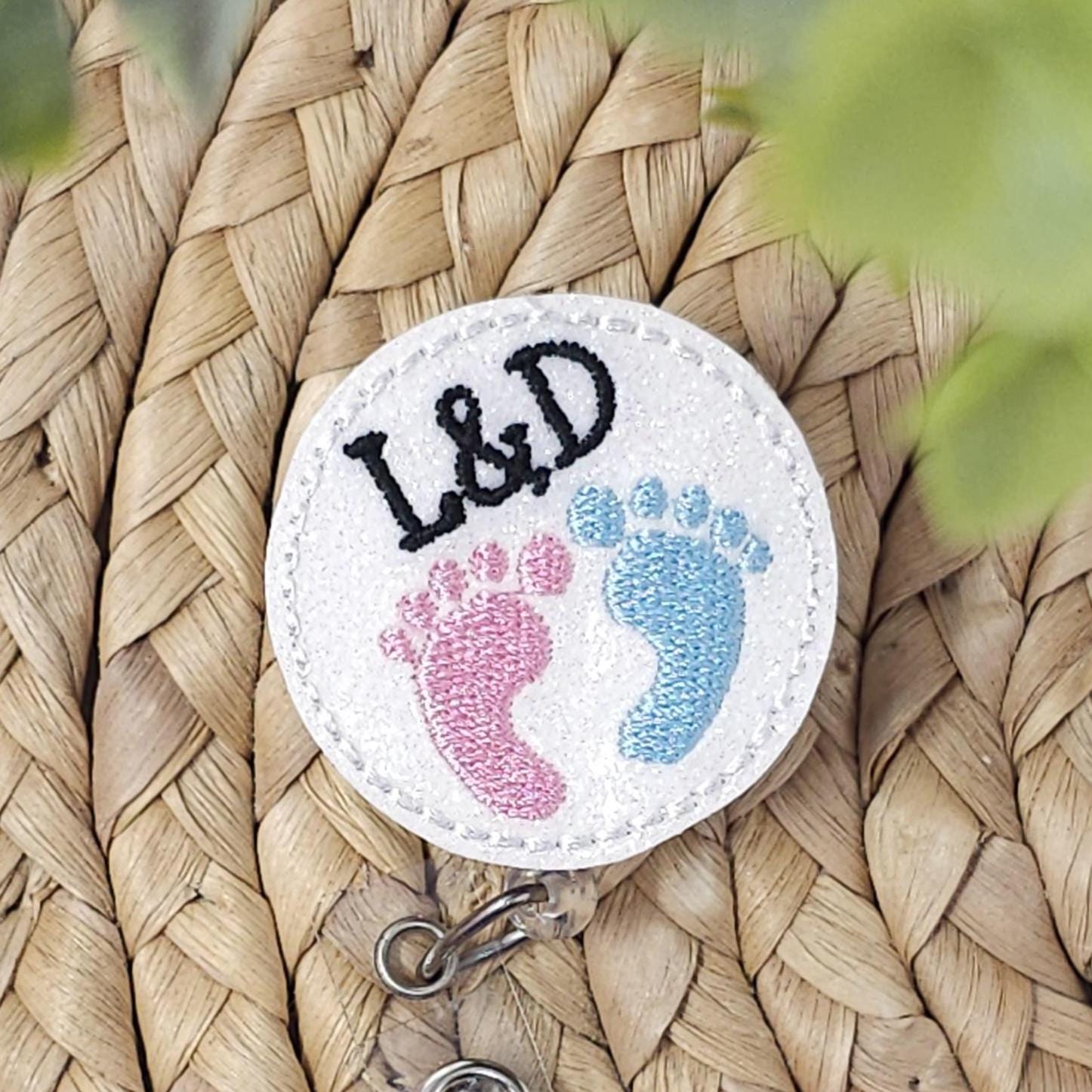 Weißer Glitter Vinyl Arbeit Und Lieferung Einziehbarer Ausweishalter, L & D Ausweisrolle, Krankenschwester von WeeWhaleBoutique