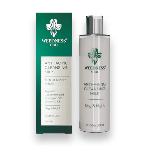 24-Stunden-Anti-Aging-Gesichtsreinigungsmilch | 2000mg Hanf-Extrakt (200ml) | Sanfter Make-up-Entferner von Weedness CBD