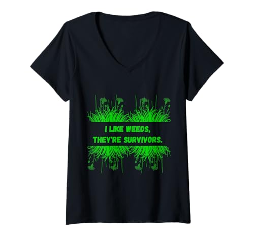 Damen Gärtnern und Unkraut Ich mag Unkraut, Pflanzenliebhaber im Freien T-Shirt mit V-Ausschnitt Damen Gärtnern und Unkraut Ich mag Unkraut, Pflanzenliebhaber im Freien T-Shirt mit V-Ausschnitt von Weeds Are Nature's Graffiti Eco Natural Wear