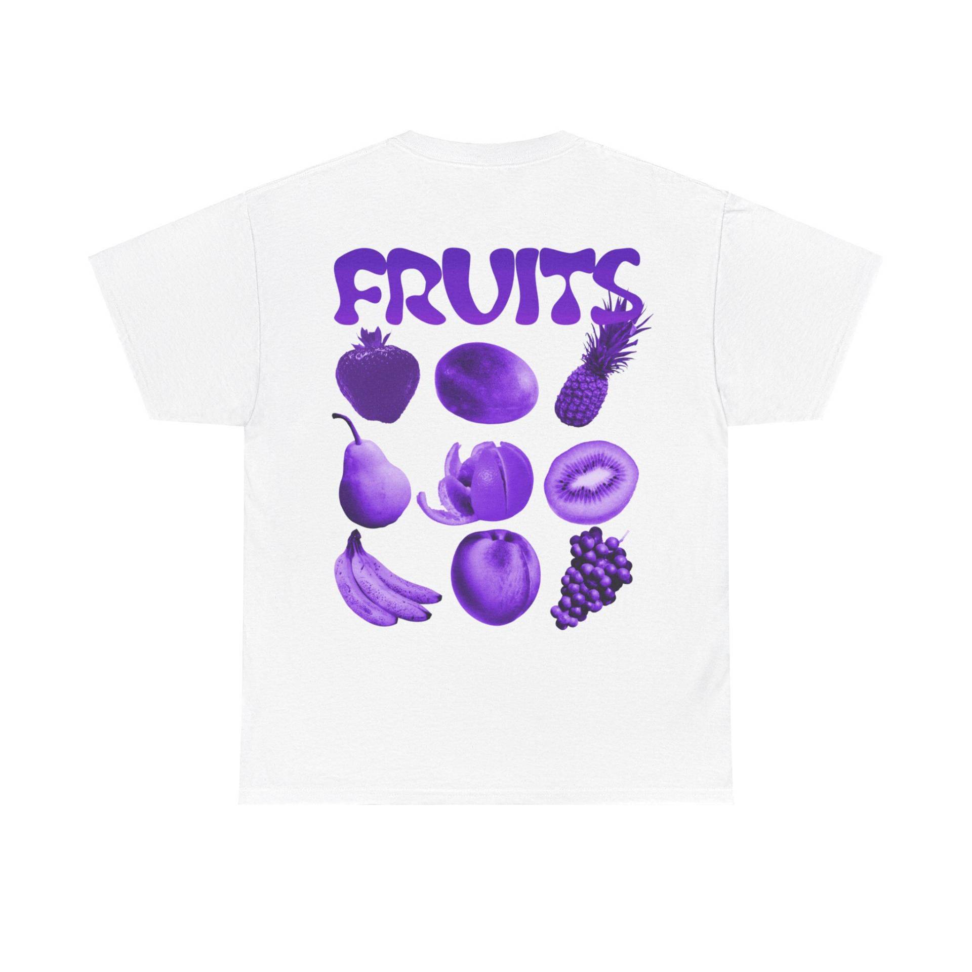 Urban Streetwear Style Heavy Cotton T-Shirt With Fruits Backprint Purple Urban Streetwear Style Heavy Cotton T-Shirt With Fruits Backprint Purple von WeegeeArt