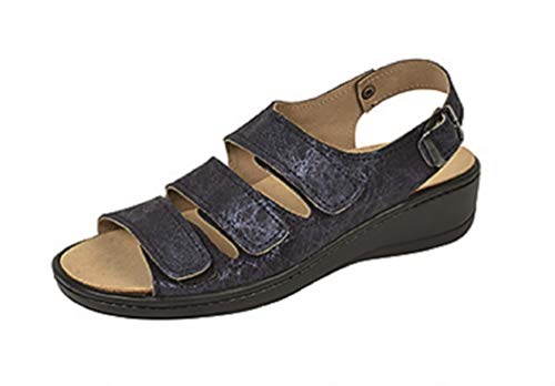 Orthopädische-Sandale mit auswechselbarem Fußbett blau metallic Gr. 40 von Weeger