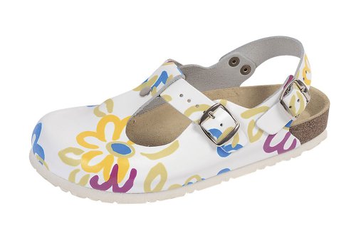 Wörishofer Weeger-Clog m. Fersenriemen Weiss-bunt Gr. 39 von Weeger