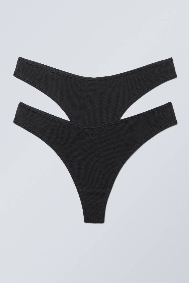 2-pack Low Waist Modal Thongs von Weekday