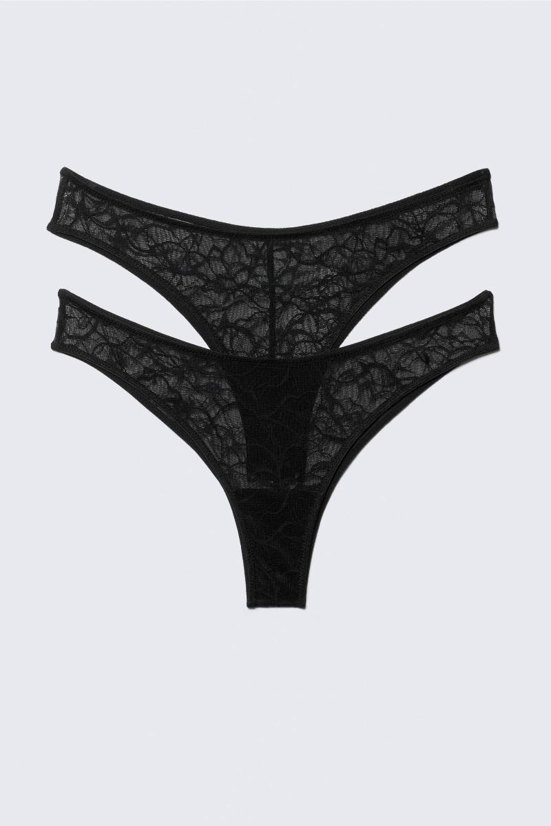 2-pack Swirly Lace Brazilian Briefs von Weekday
