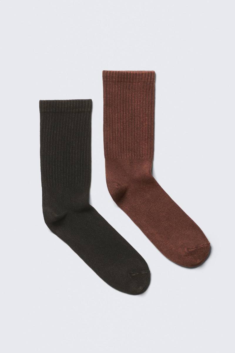 2-pack Washed Crew Socks von Weekday