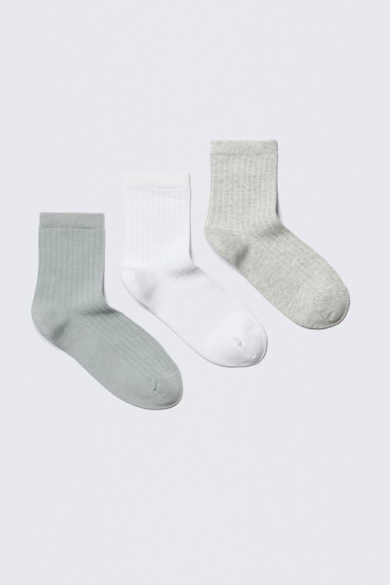 3-pack Ribbed Ankle Socks von Weekday