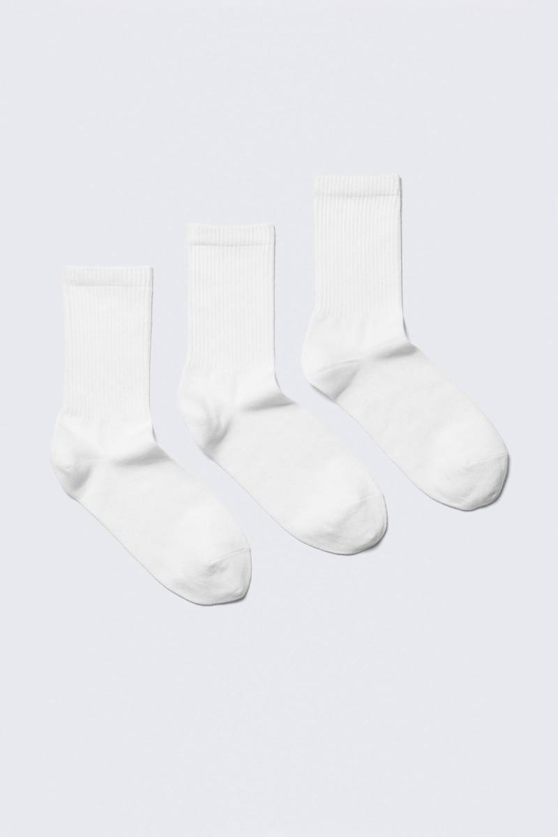 3-pack Ribbed Sporty Crew Socks von Weekday