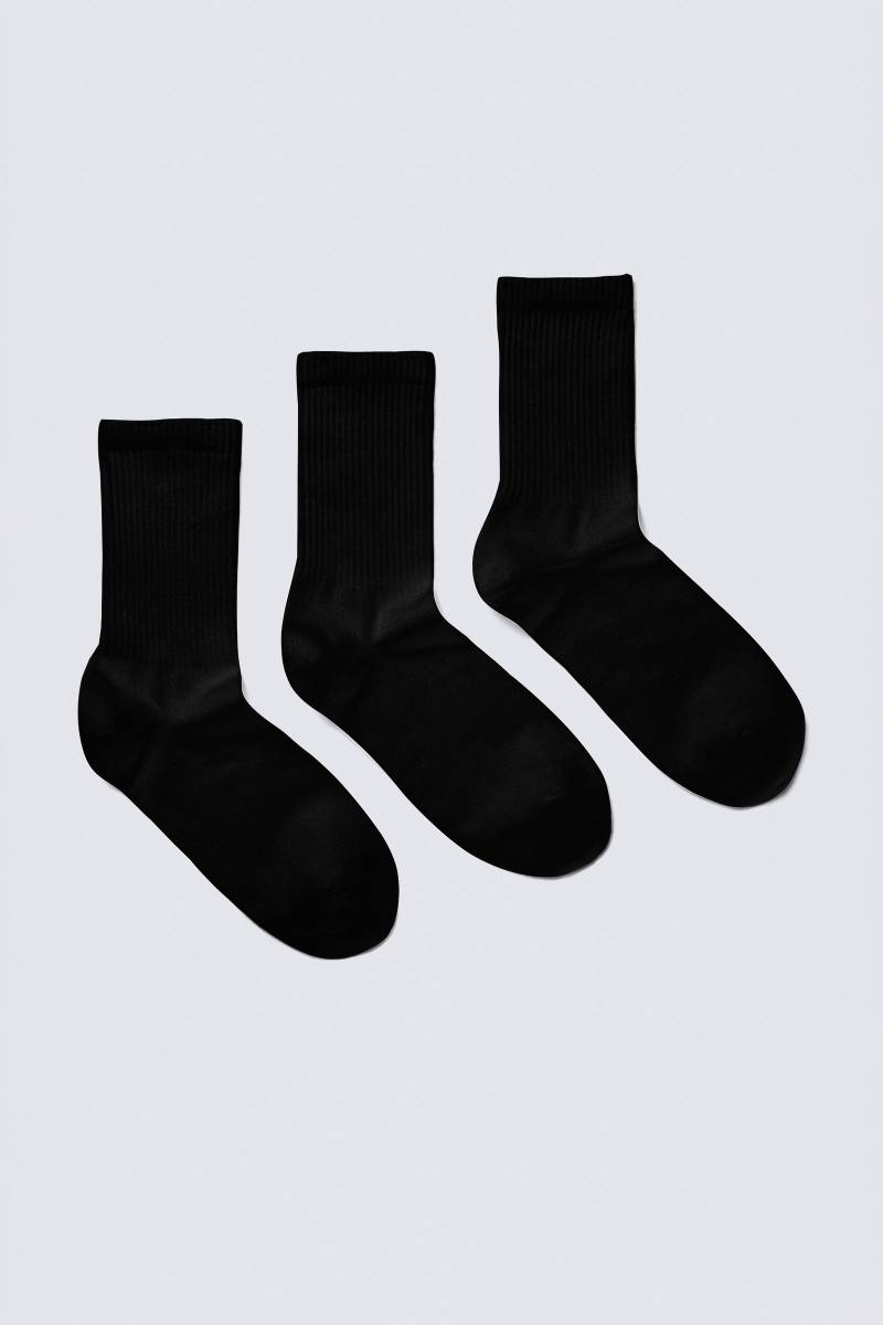 3-pack Ribbed Sporty Crew Socks von Weekday