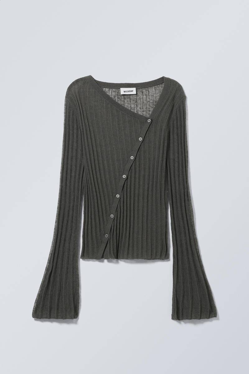 Asymmetric Linen Blend Cardigan von Weekday