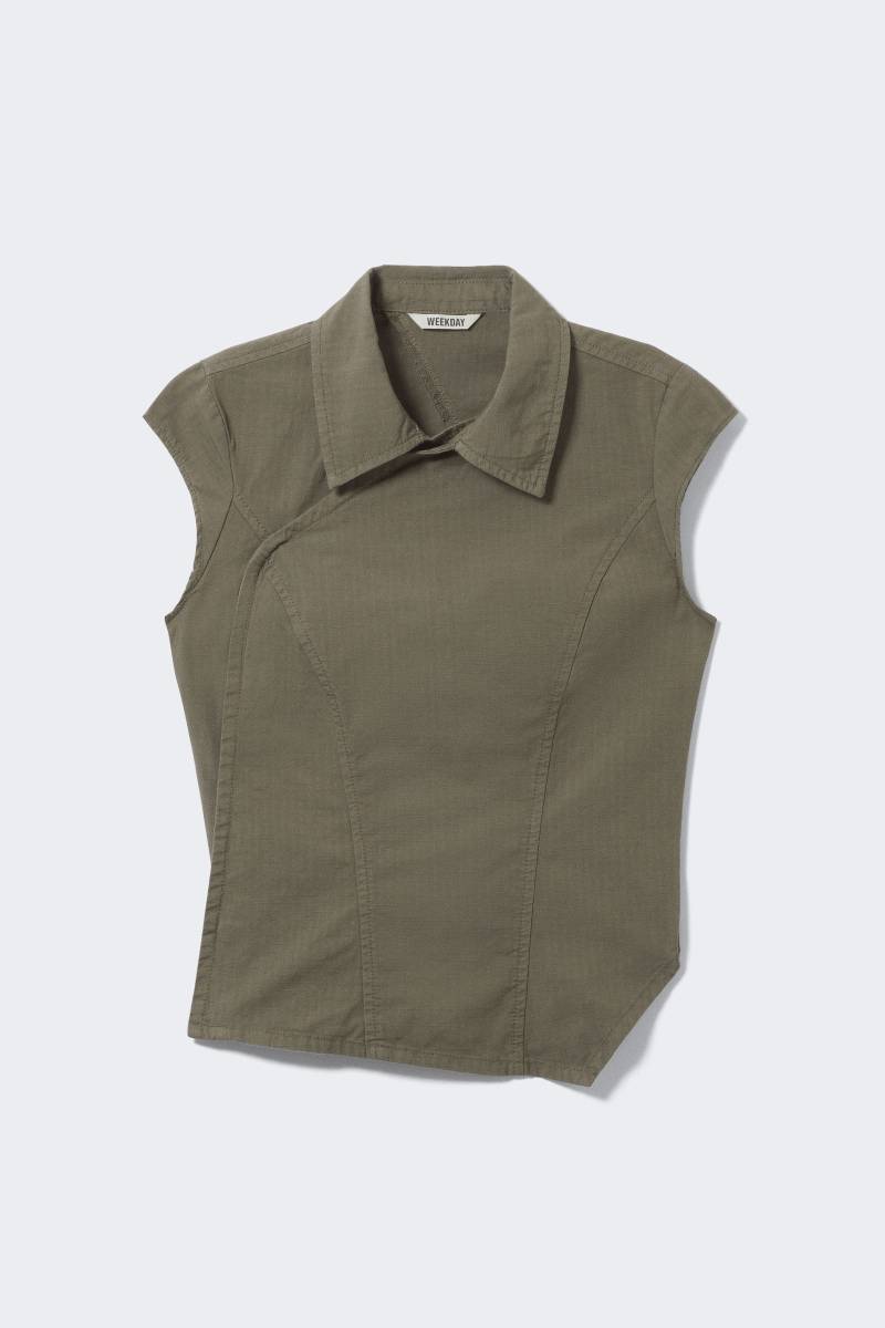 Cap-Sleeved Asymmetric Ripstop Top von Weekday