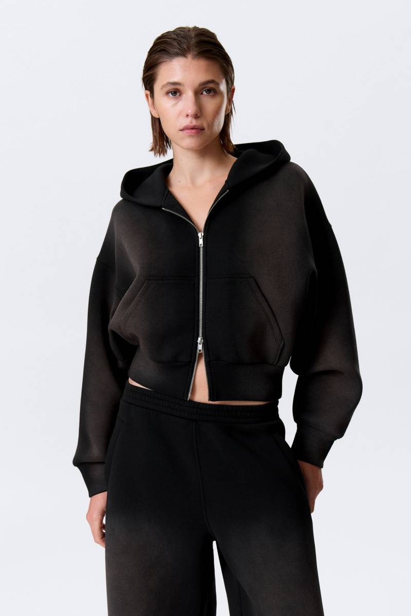 Cropped Washed Scuba Zip Hoodie von Weekday