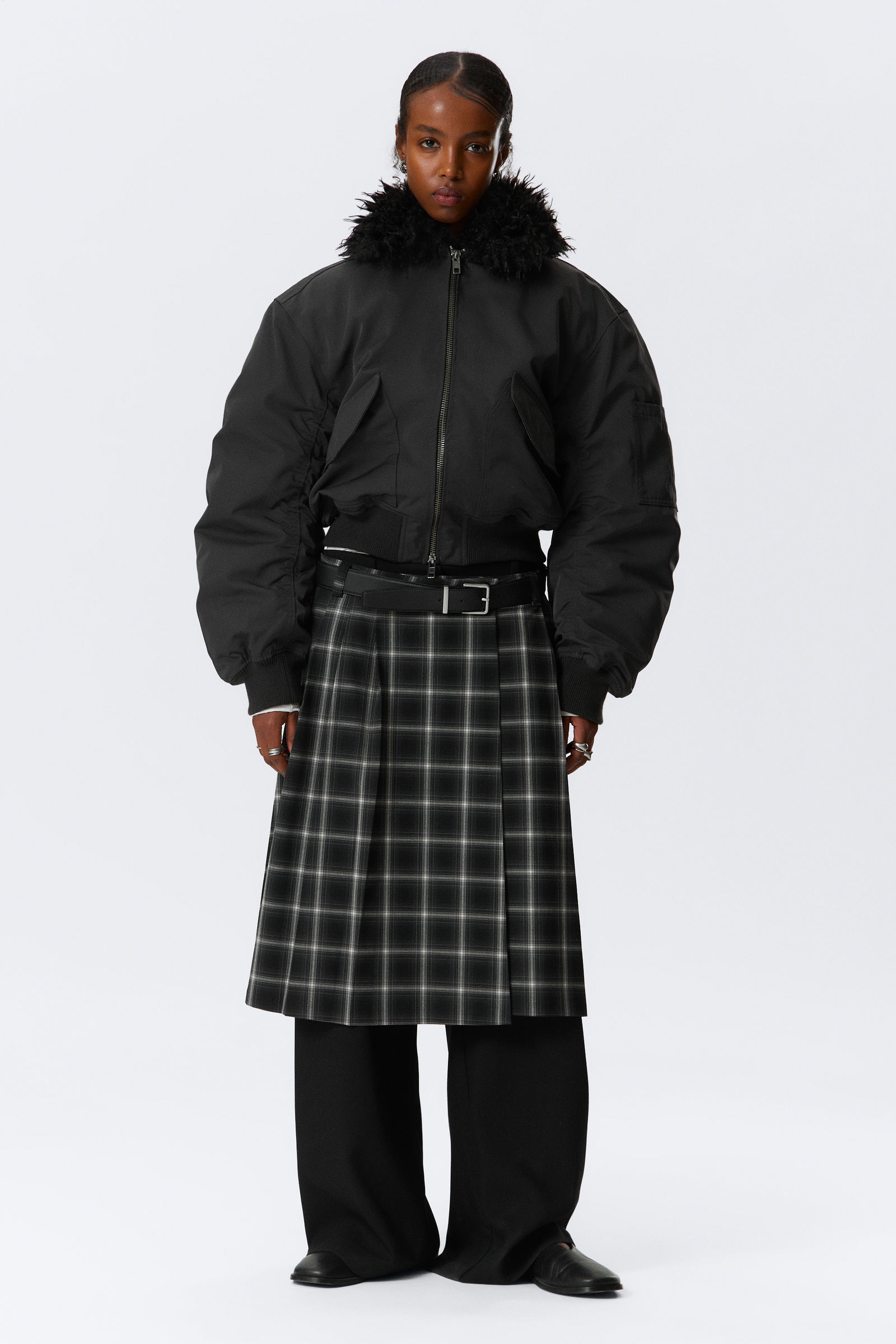 Faux Fur Collar Bomber Jacket von Weekday