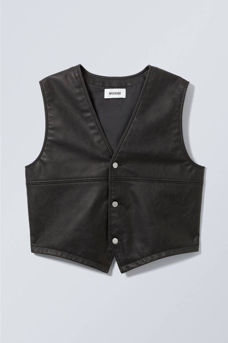 Faux Leather Vest von Weekday