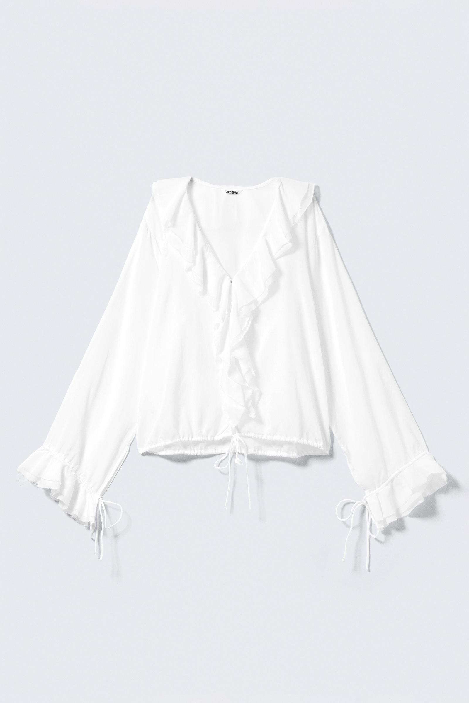 Frilled Long-Sleeved Wrap Blouse von Weekday