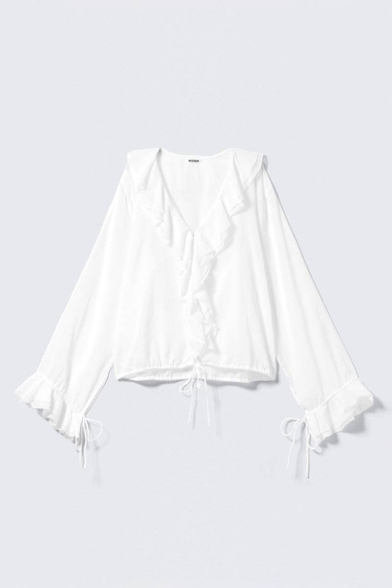 Frilled Long-Sleeved Wrap Blouse von Weekday