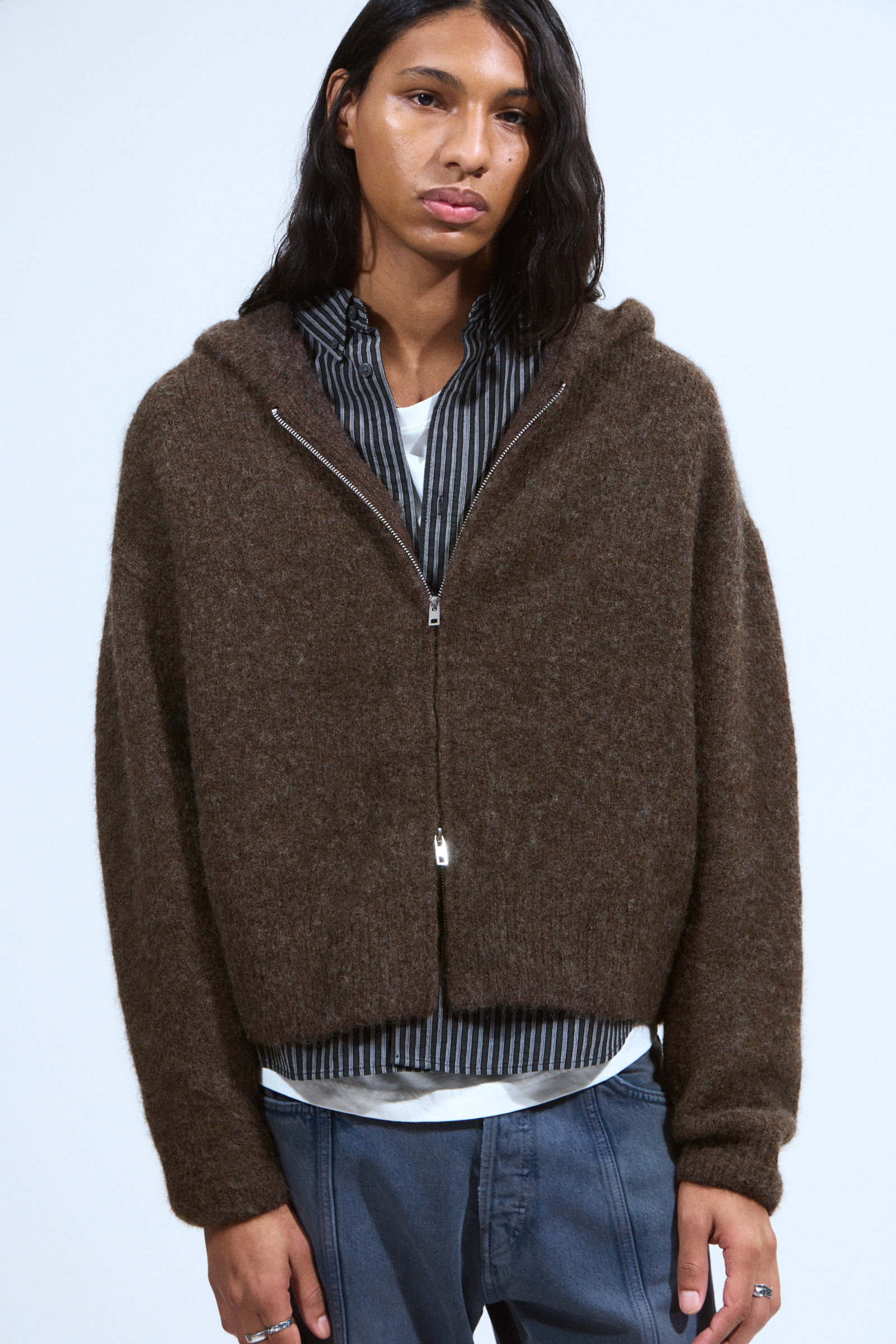 Knitted Boxy Wool-Blend Zip Hoodie von Weekday