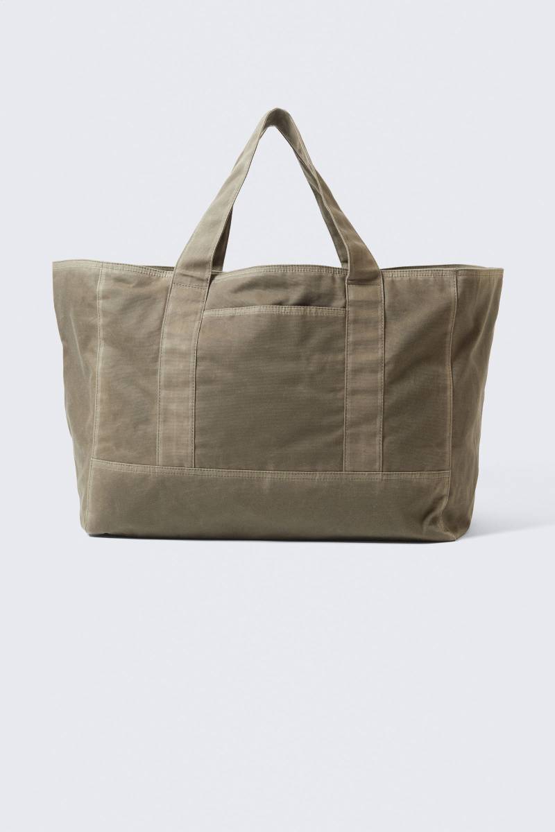 Large Waxed Cotton Canvas Tote Bag von Weekday