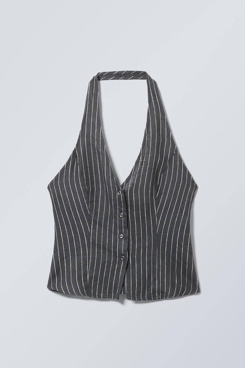 Linen Blend Halter Neck Top von Weekday