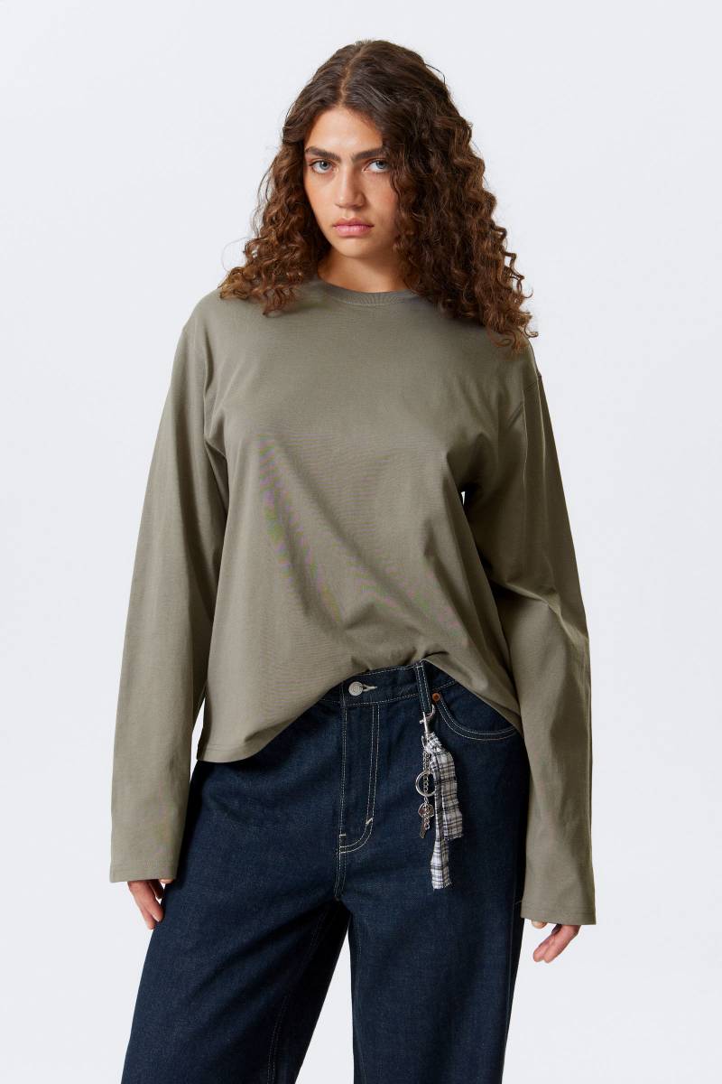 Long-Sleeved Boxy Cotton T-shirt von Weekday