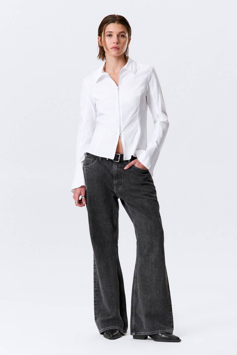 Long-Sleeved Fitted Zip Shirt von Weekday