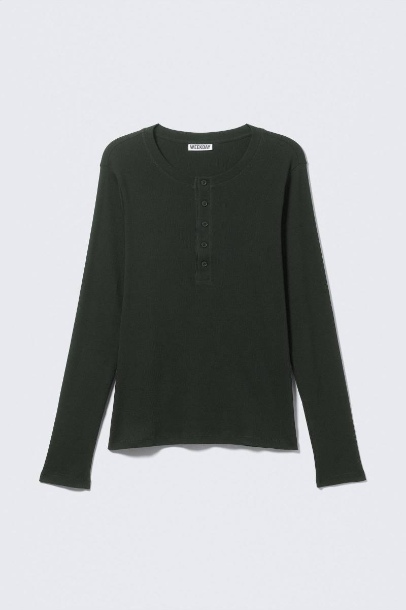 Long-Sleeved Henley T-shirt von Weekday
