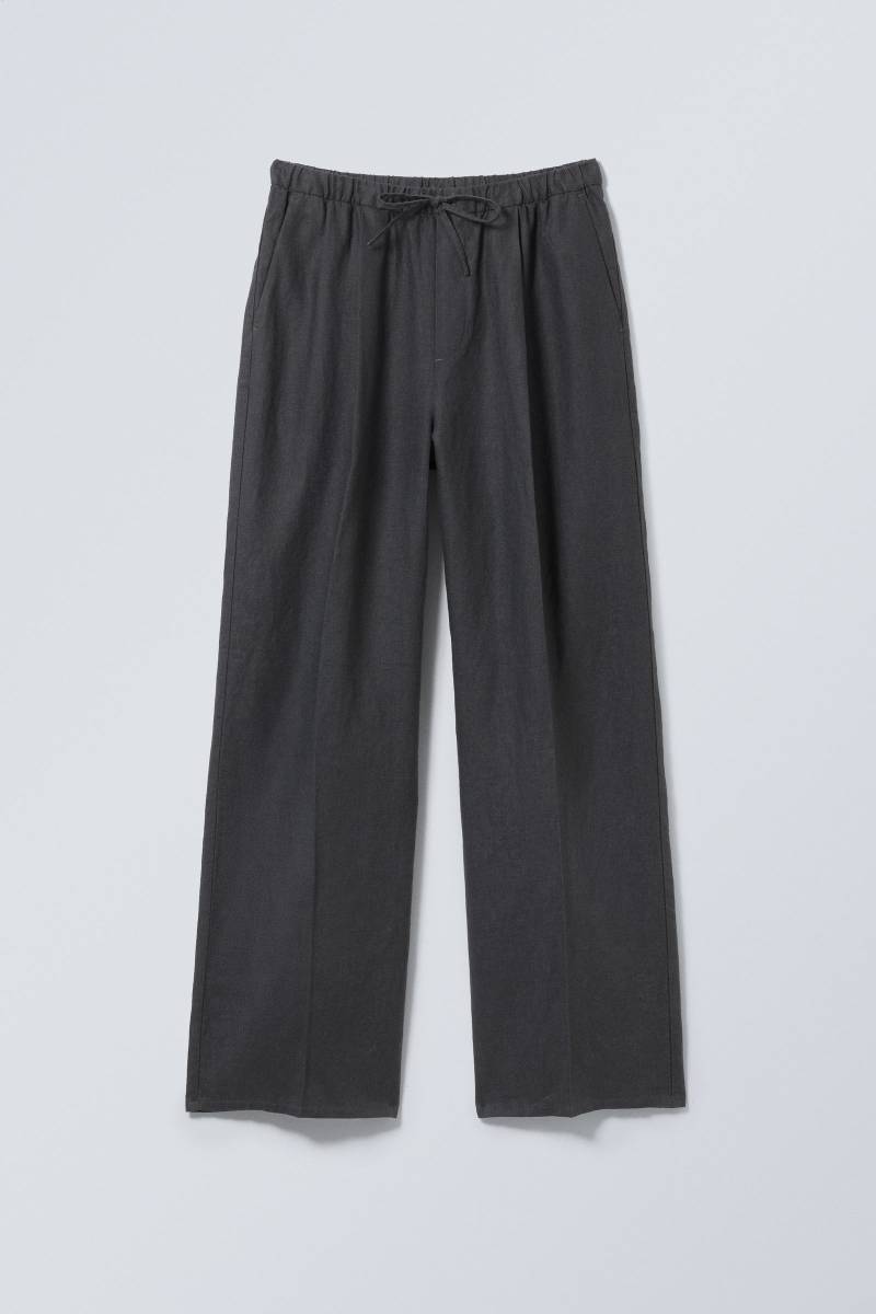 Loose Fit Straight Leg Linen Trousers Loose Fit Straight Leg Linen Trousers von Weekday