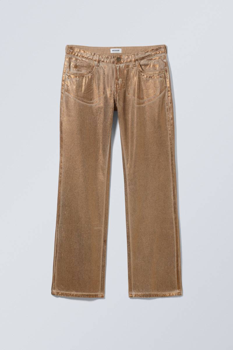 Low Straight Metallic Trousers von Weekday