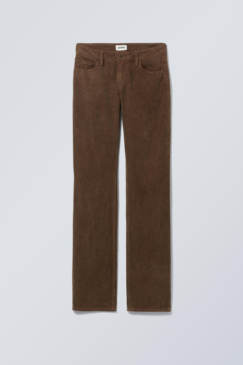 Low Waist Slim Straight Corduroy Trousers von Weekday
