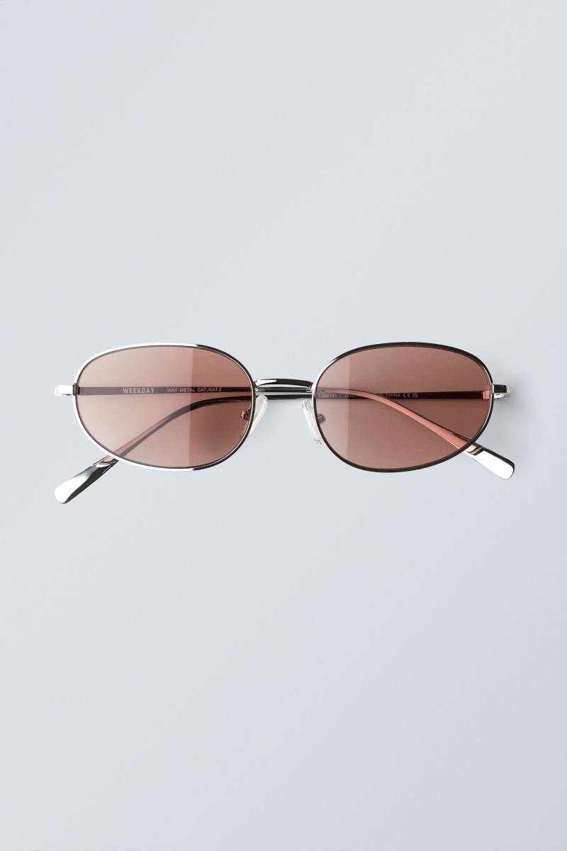 Minimal Oval Metal Frame Unisex Sunglasses von Weekday