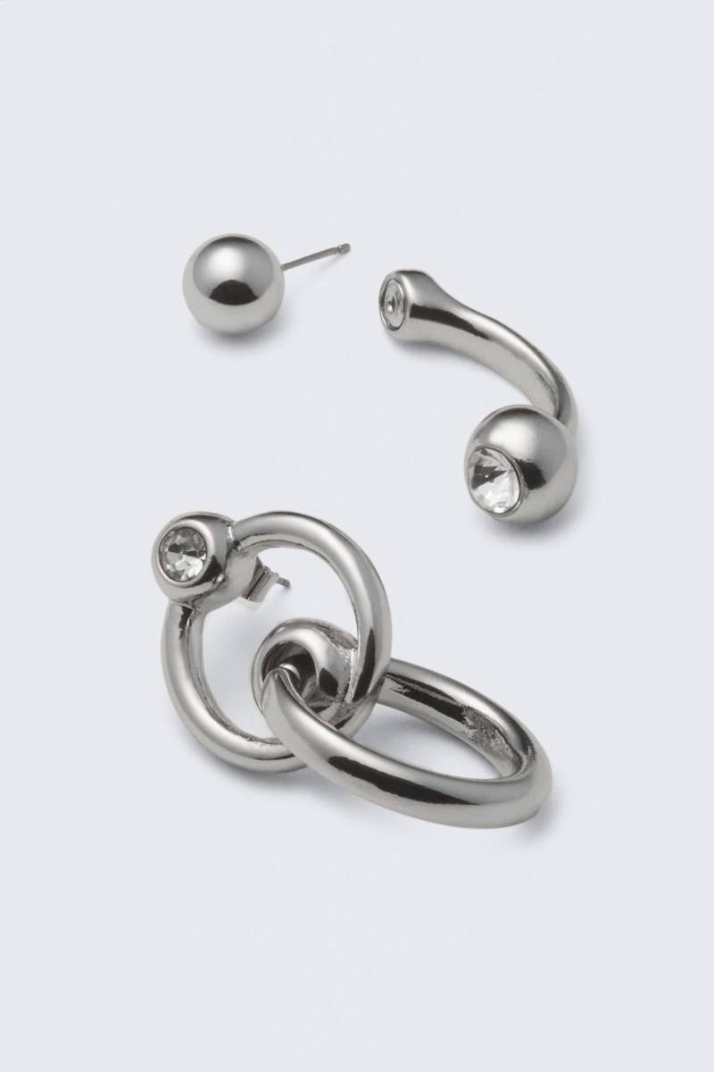 Mixed Pierce Hoop Earrings von Weekday