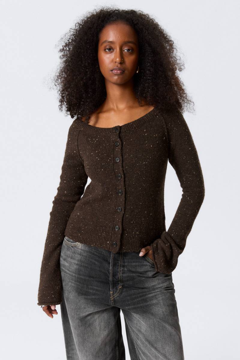 Nepped Knitted Wool-Blend Cardigan von Weekday