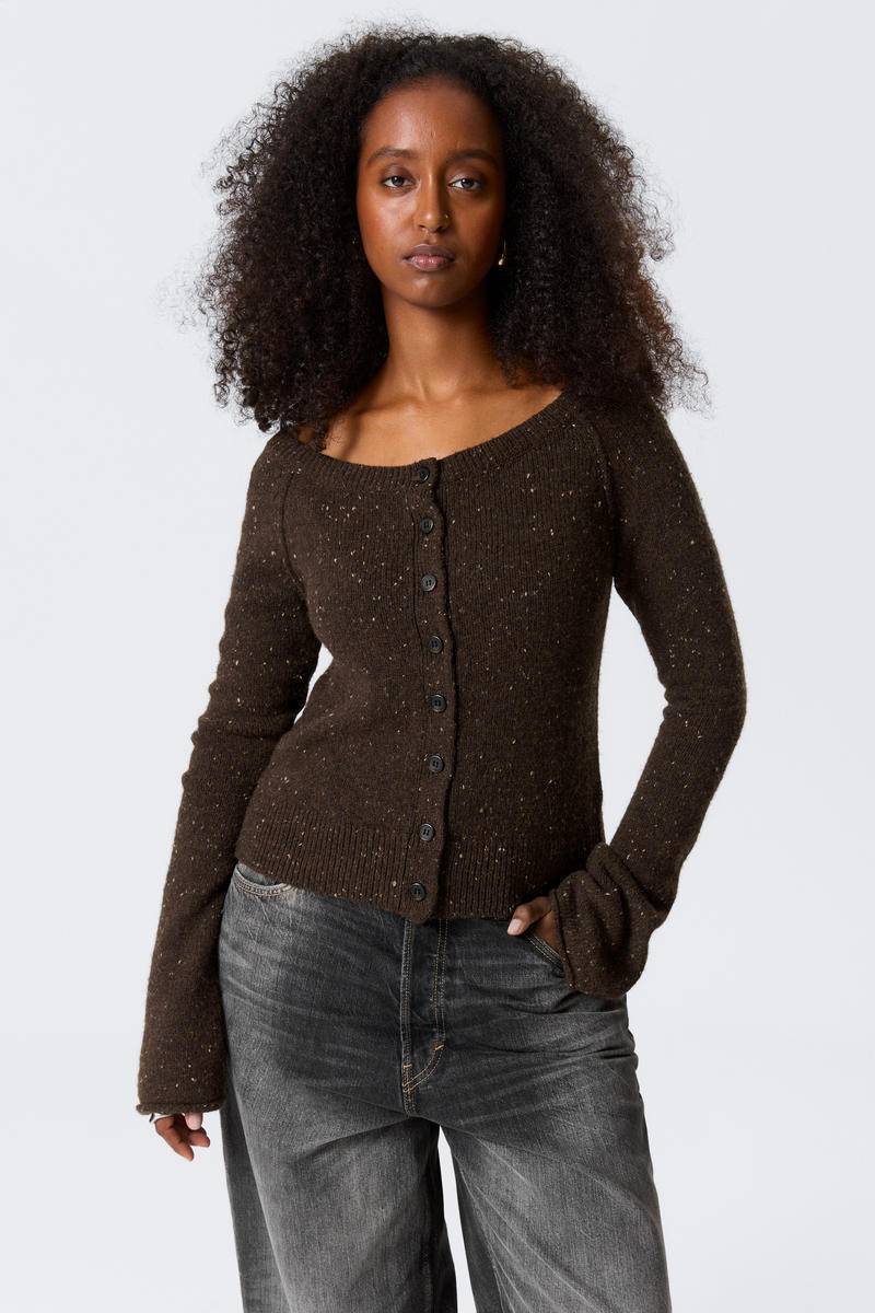 Nepped Knitted Wool-Blend Cardigan von Weekday
