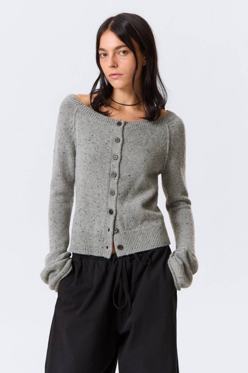 Nepped Knitted Wool-Blend Cardigan von Weekday
