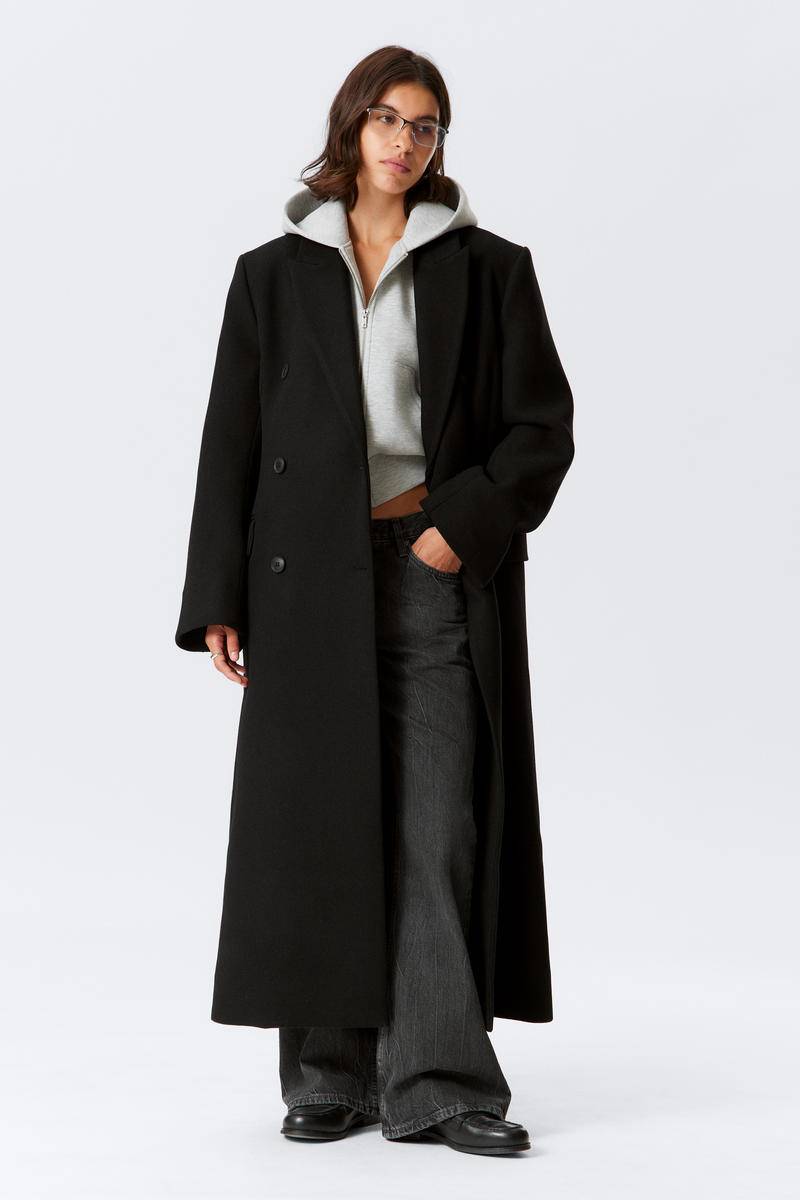 Oversized Double-Breasted Wool-Blend Coat von Weekday
