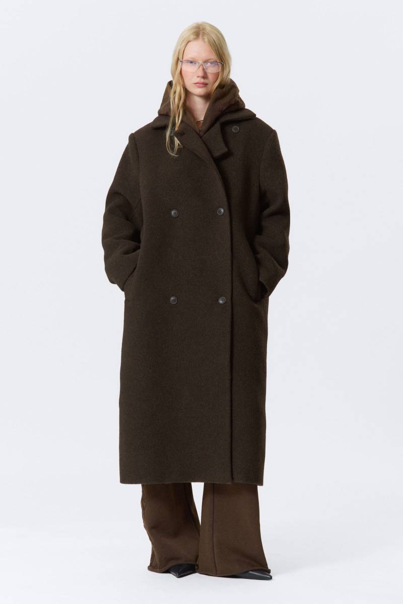 Oversized Double-Breasted Wool Blend Coat von Weekday