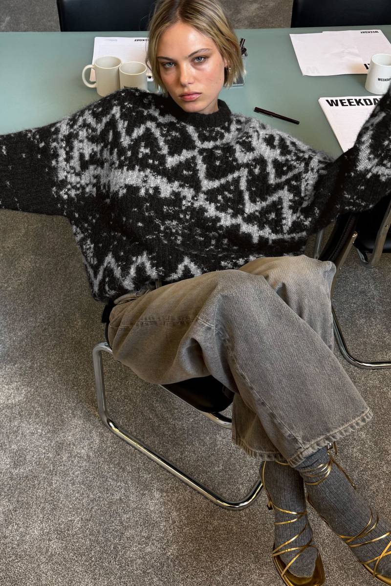 Oversized Fair Isle Knit Sweater von Weekday