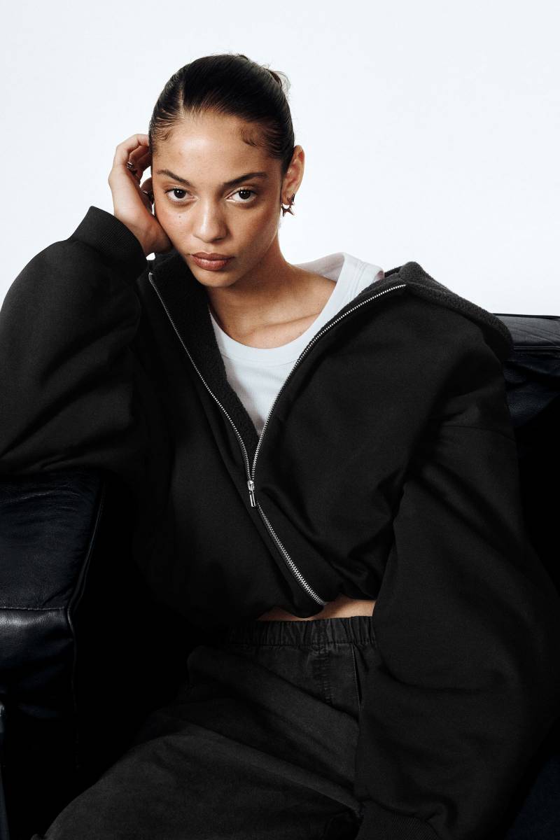 Oversized Fleece Zip Hoodie von Weekday