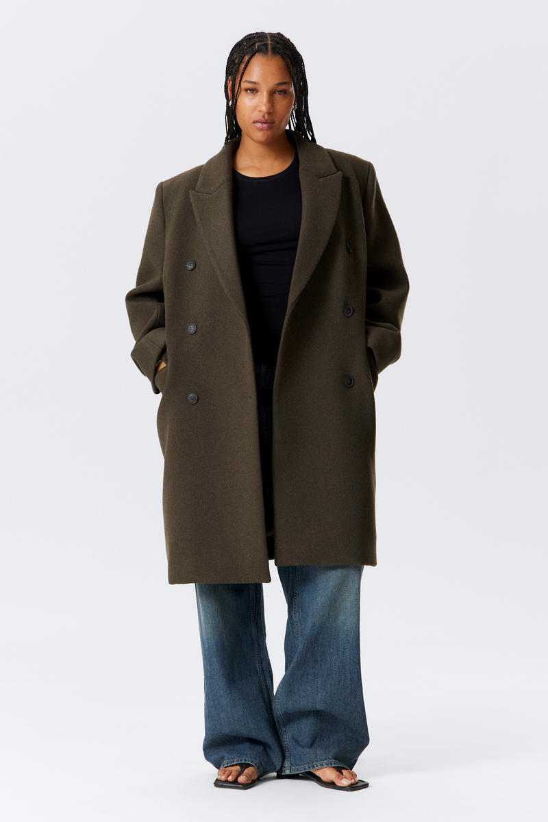 Oversized Knee-Length Wool-Blend Coat von Weekday