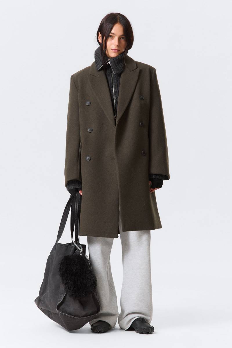 Logan Knee-Length Wool-Blend Coat von Weekday