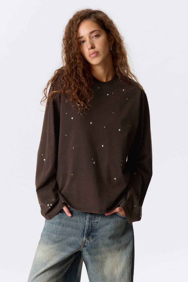 Oversized Long-Sleeved Stud T-shirt von Weekday