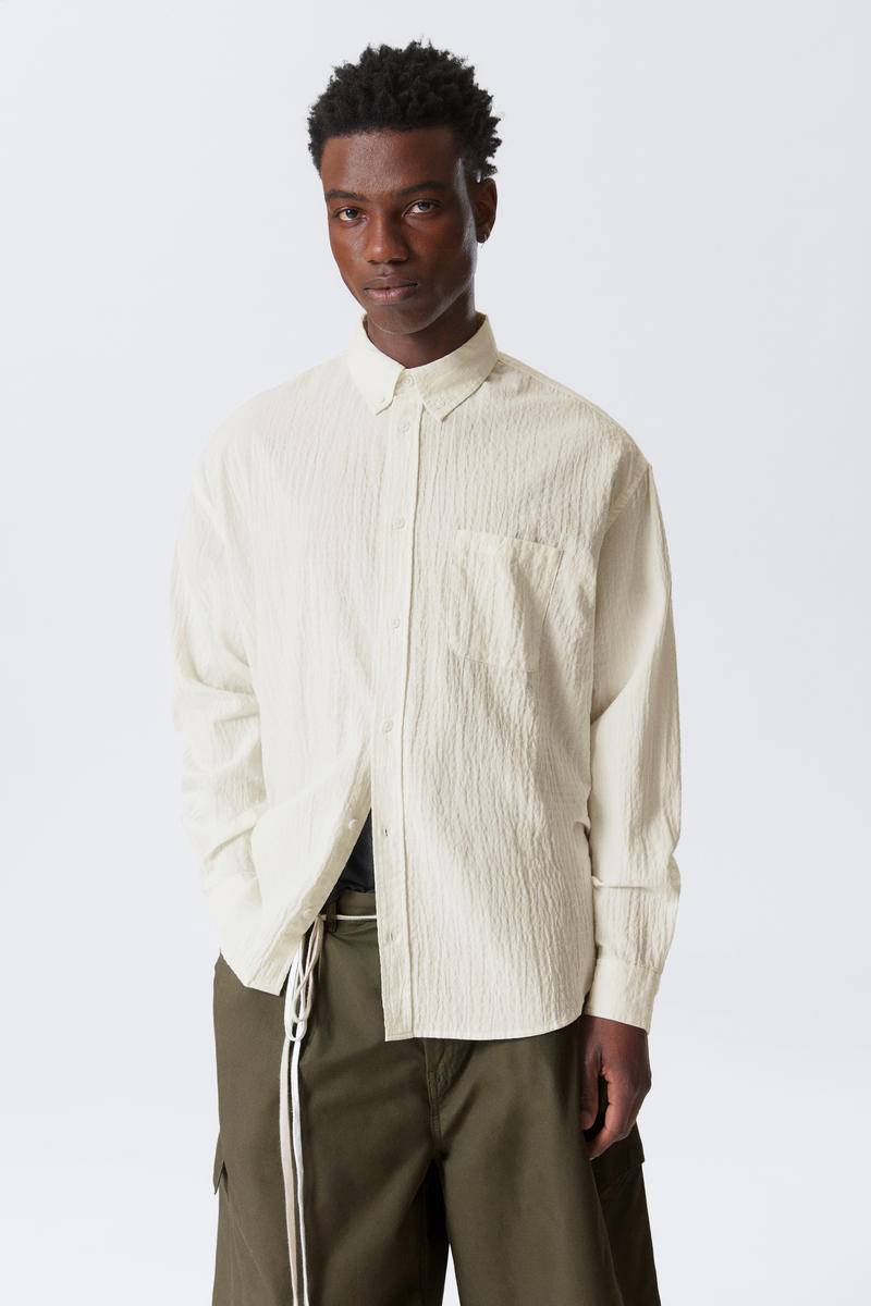 Oversized Seersucker Button Down Shirt von Weekday
