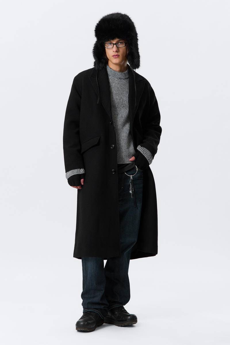 Oversized Single-Breasted Wool Blend Coat von Weekday