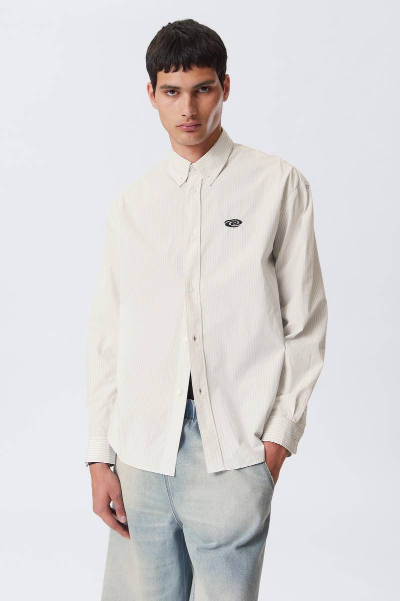 Oversized Striped Button-Down Poplin Shirt von Weekday