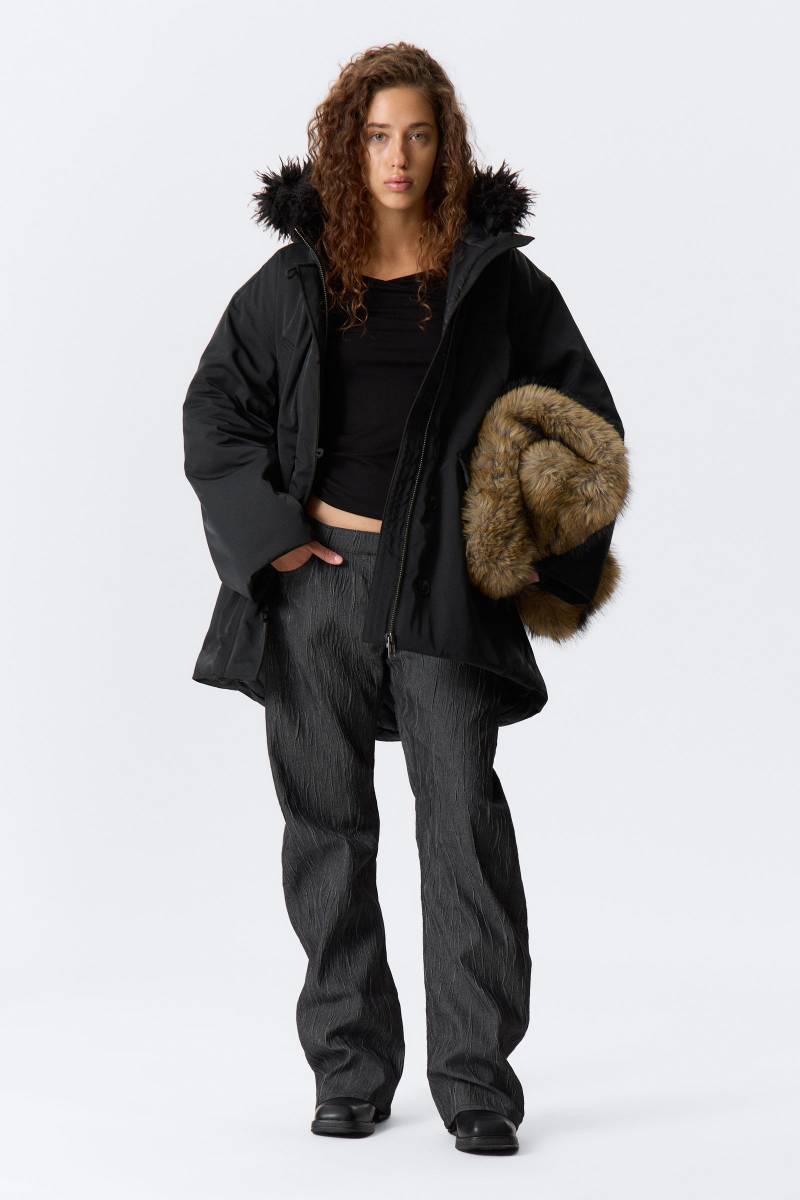 Padded Bomber Parka with Faux Fur Trim von Weekday
