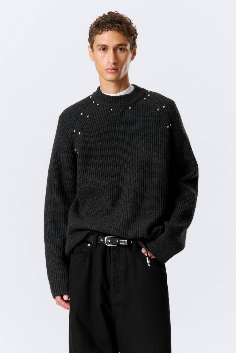 Relaxed Knitted Wool-Blend Sweater with Studs von Weekday