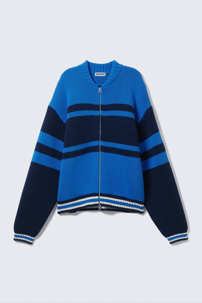 Relaxed Knitted Zip-up Cardigan von Weekday