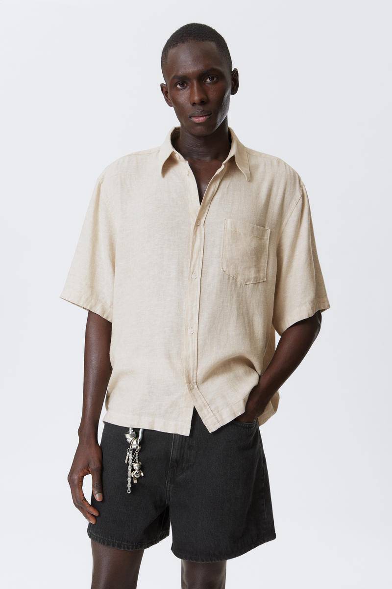 Relaxed Short-Sleeved Linen-Blend Shirt von Weekday