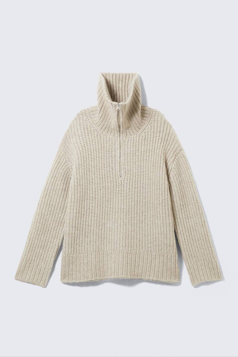 Rib-Knit Half-Zip Turtleneck Sweater von Weekday