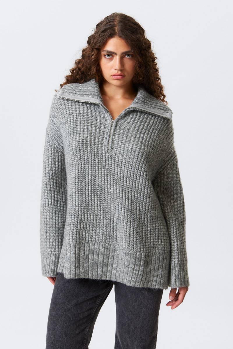 Rib-Knit Half-Zip Turtleneck Sweater von Weekday