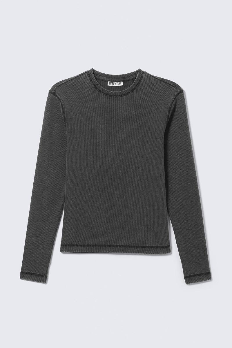 Ribbed Long-Sleeved T-shirt von Weekday